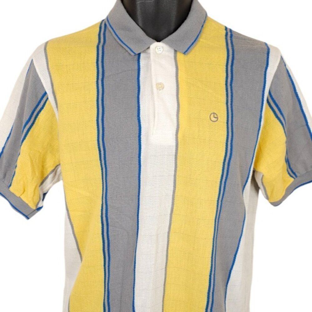 Goldlion Polo Shirt Mens Size Small Gray Yellow Luxury Brand